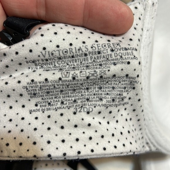 VICTORIA'S SECRET Body by Victoria Perfect Coverage 32DD White Black Polka Dot - Picture 7 of 8